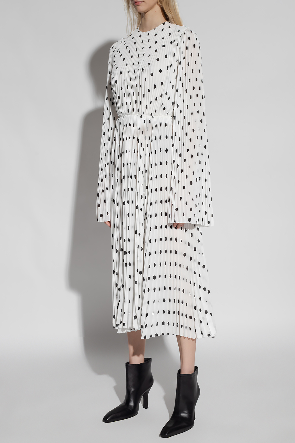 White Pleated dress with polka dot pattern Balenciaga Vitkac Italy